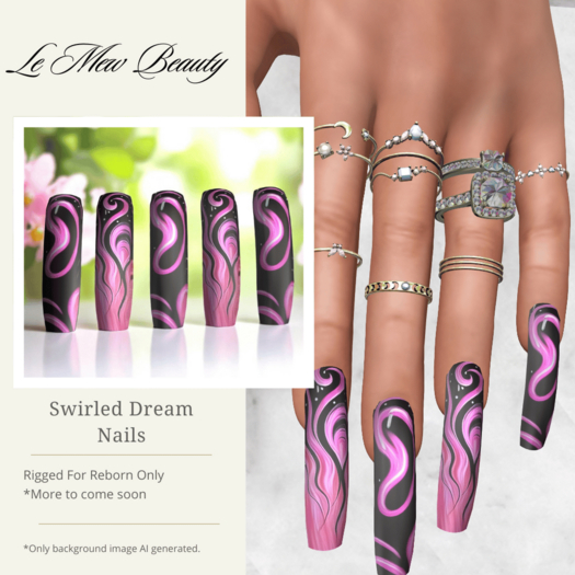 ..::Le Mew Beauty::.. Swirled Dreams Nails - Reborn