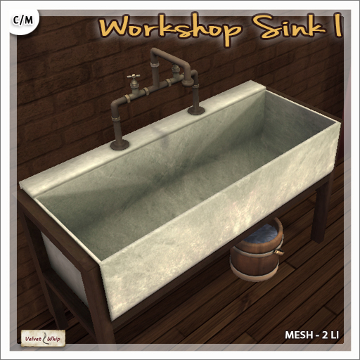 [V/W] Workshop Sink I - Old Stone Basin with pipes