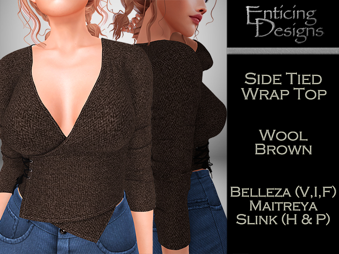 *ED Side Tied Wrap Top - Wool Brown