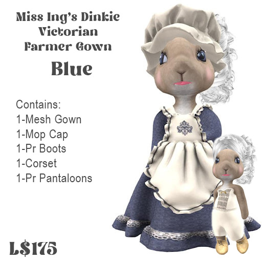 Miss Ing's Dinkie Victorian Farmer Gown Meridith Blue