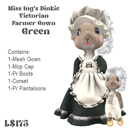 Miss Ing's Dinkie Victorian Farmer Gown Meridith Green