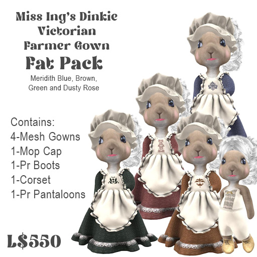 Miss Ing's Dinkie Victorian Farmer Gown Meridith Fat Pack