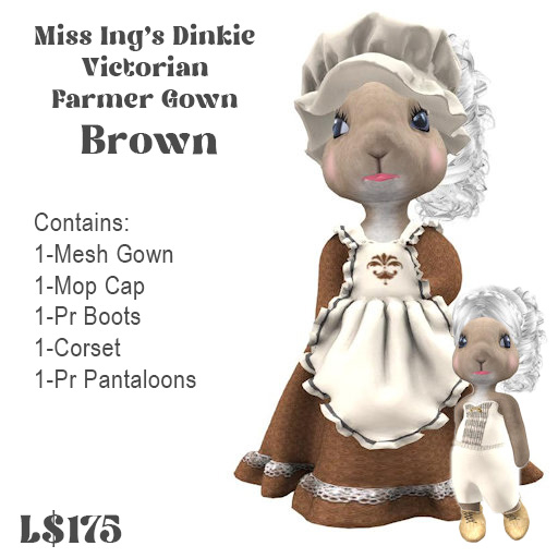 Miss Ing's Dinkie Victorian Farmer Gown Meridith Brown