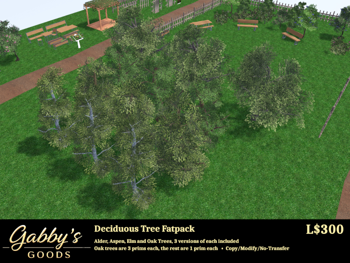 Deciduous Tree Fat-pack (Alder, Aspen, Elm and Oak)