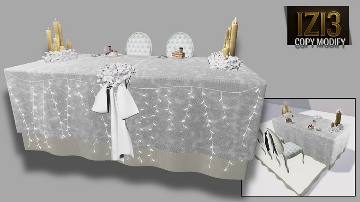 Wedding Majestic Table and Chairs - Mesh (Copy/Modify)