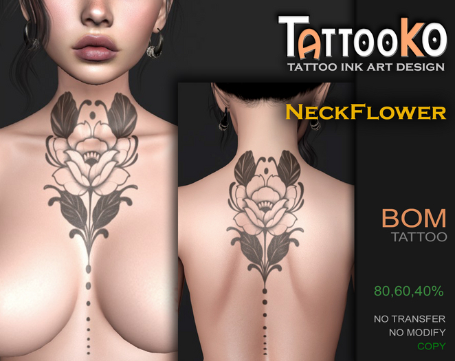 [TattooKO] Tattoo NeckFlower