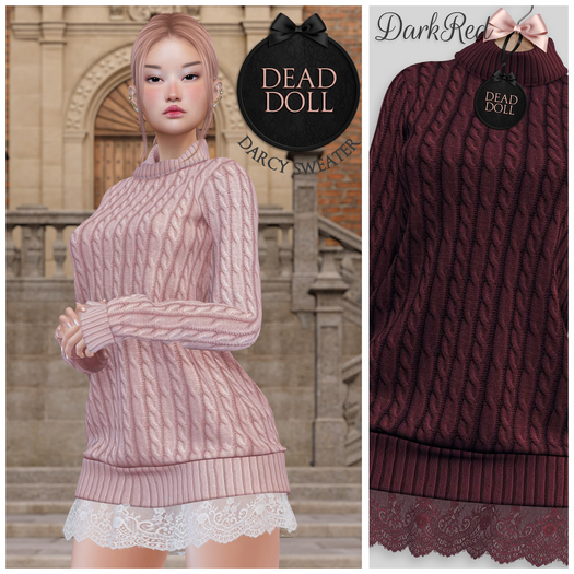 DEAD DOLL - Darcy Sweater - DarkRed