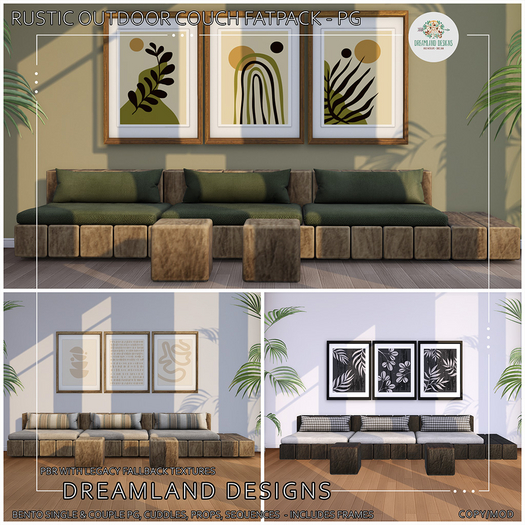 DD Rustic Outdoor Couch Set Fatpack-PG