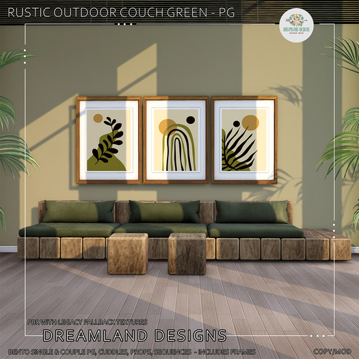 DD Rustic Outdoor Couch Set Green-PG