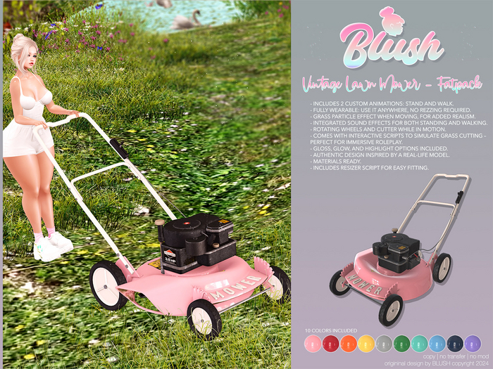 BLUSH - Vintage Lawn Mower- Fatpack