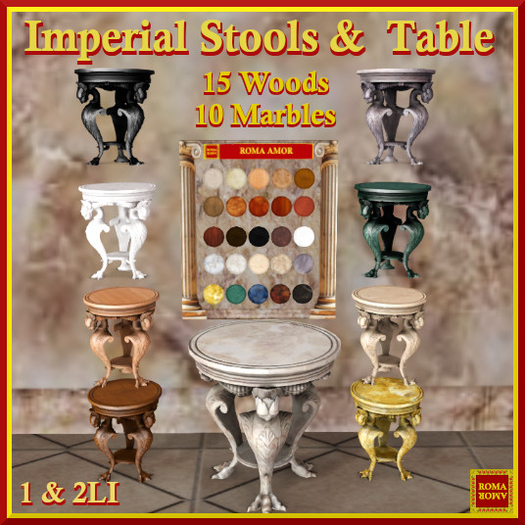 Imperial  Stool  & Table,  w/Texture Change HUDS, C/M, 1 & 2LI