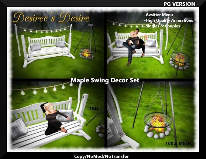 ::::Desiree's Desire:::: Maple Rustic Swing Set (PG)