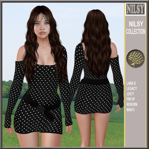 ASYMETRIC SHOULDER BELTED DOT PRINT DRESS