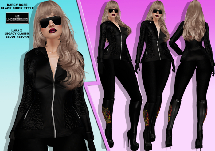 **DARCY ROSE BLACK BIKER STYLE COMPLETE OUTFIT**