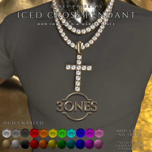 Iced Cross Pendant by 3ones
