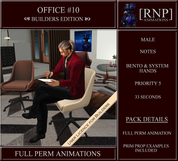 [RNP] Office #10 Full Perm BENTO Male Taking Notes Animation