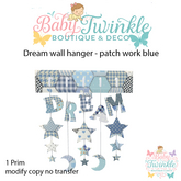 ZLD dream wall hanger - patch work blue