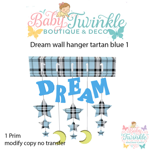 dream wall hanger  tartan  blue 1