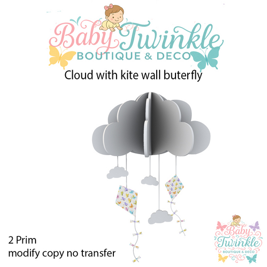 cloud with kite wall buterfly
