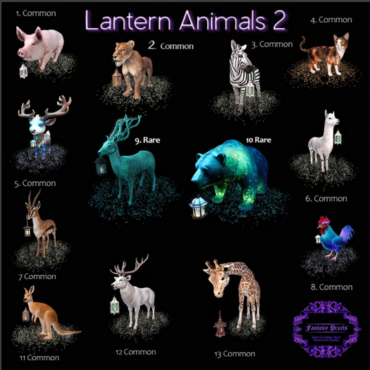 10 RARE Fantasy Pixels Lantern Animals V2