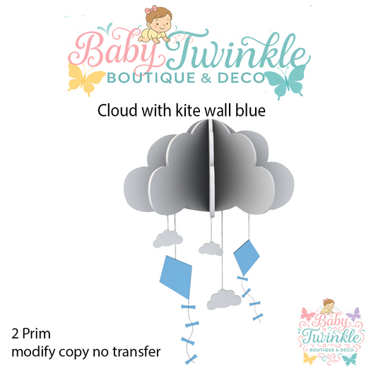 cloud with kite wall blue