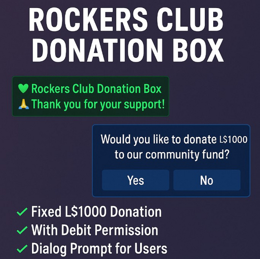 Donation Box with Debit & Dialog Prompt – L$1000 Auto Donation System