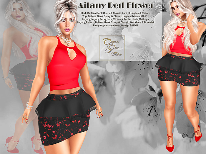 !CGF-*Ailany Red Flower* SKIRT OUTFIT