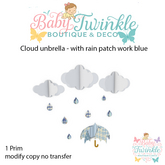 ZLD cloud unbrella - with rain patchwork blue
