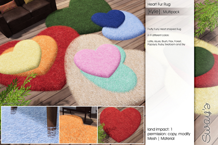 Sway's [Kylie] Heart Fur Rug . Multipack