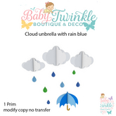 ZLD cloud unbrella with rain   blue