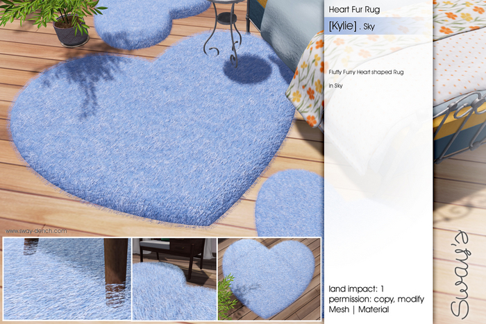 Sway's [Kylie] Heart Fur Rug . Sky