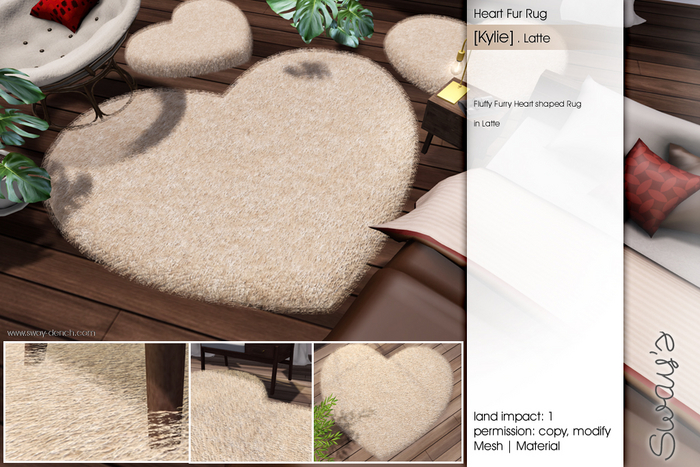 Sway's [Kylie] Heart Fur Rug . Latte