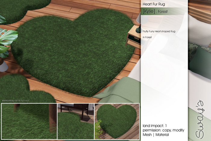 Sway's [Kylie] Heart Fur Rug . Forest