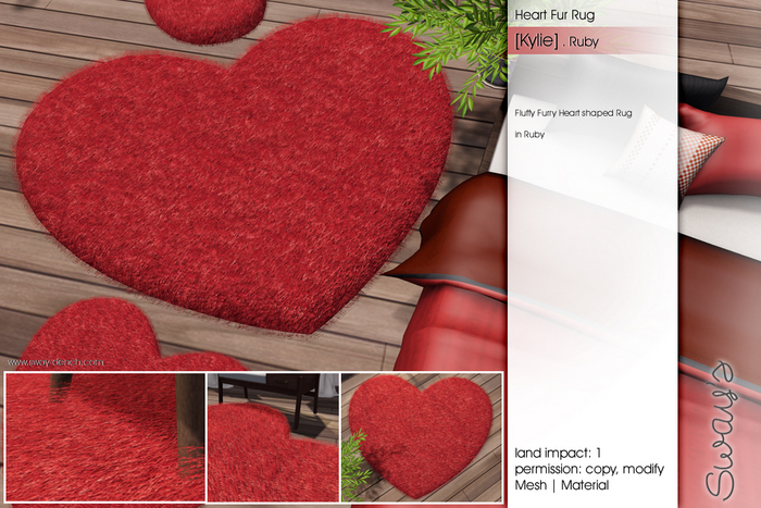 Sway's [Kylie] Heart Fur Rug . Ruby