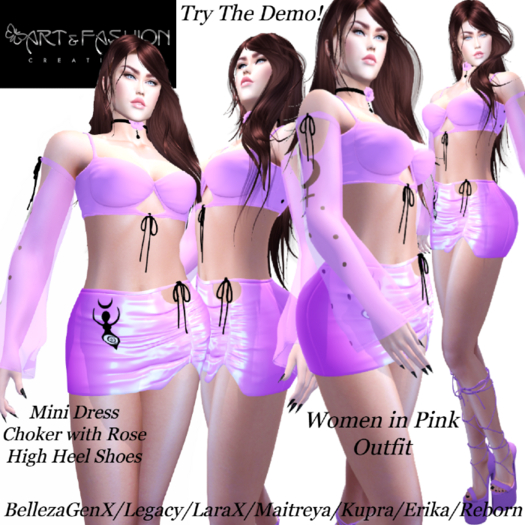 ART & FASHION - WOMEN IN PINK OUTFIT