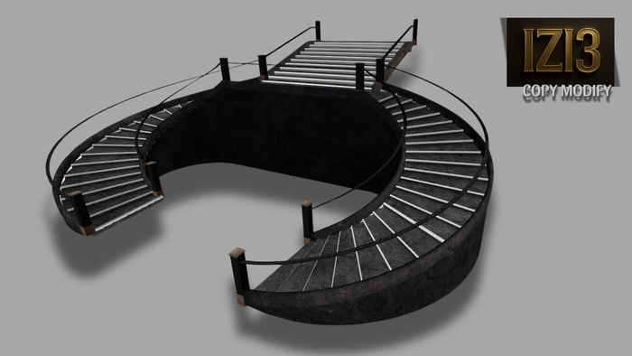 Mega Black Stairs - Mesh (66 Impact, Copy & Modify