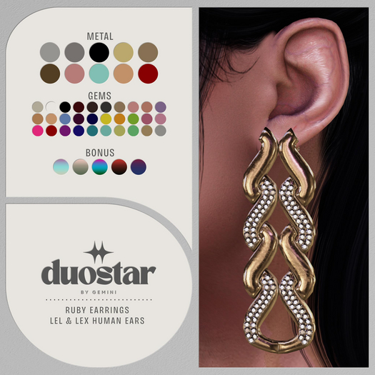 *DuoStar* by Gemini -Ruby Earrings-
