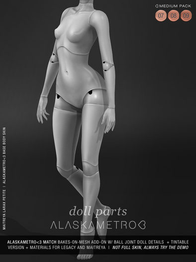 DEMO "Doll Parts" BOM add-on for Maitreya and Legacy - Medium pack (3 tones)