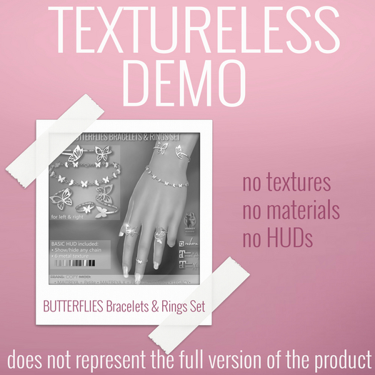 TEXTURELESS DEMO *AvaWay* BUTTERFLIES Bracelets & Rings Set