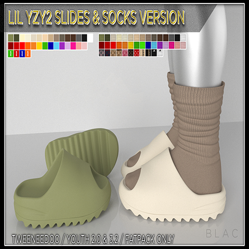 ///ZB-LIL YZY2 SLIDES W/SOCKS FATPACK 1.1 YTH/TWEEN