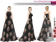 Full Perm 2in1 Black Satin Elegant Long Skirt Halter Neck Fashion Dress Legacy Maitreya 5.3 LaraX Slink Ebody Reborn