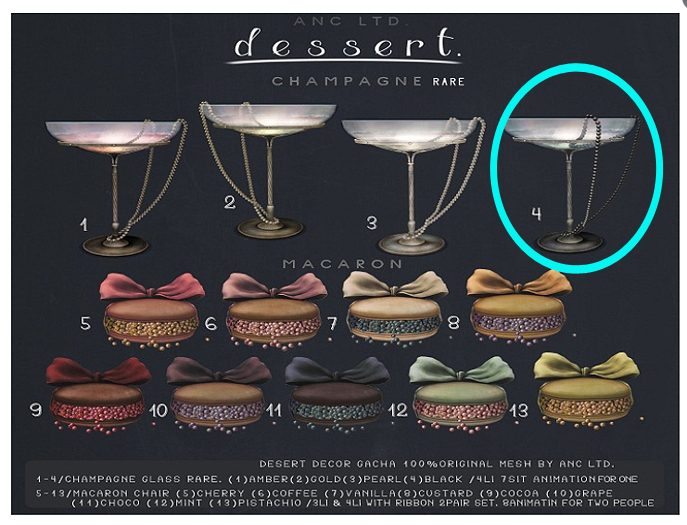 4){anc}  Dessert. / champagne glass[black] RARE
