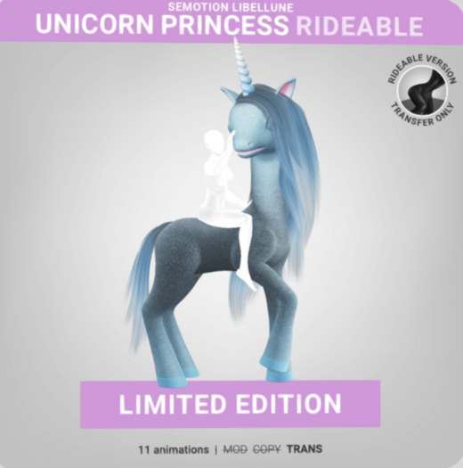 SEmotion Libellune Unicorn Princess Rideable Silver LIMITED