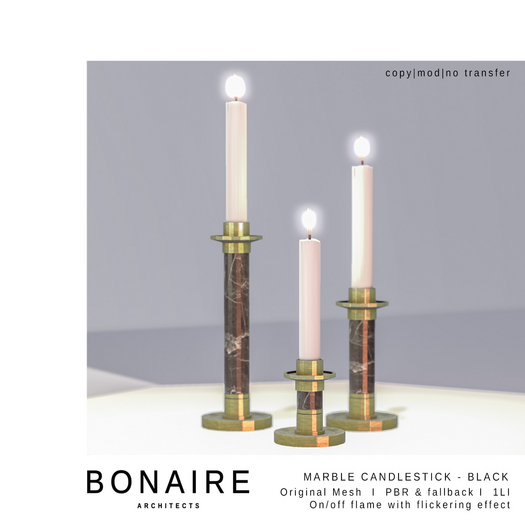 BONAIRE - Marble Candlestick - PBR black
