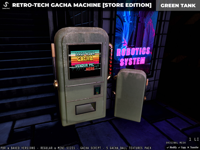 [satus Inc] Retro-Tech Gacha Machine [Green Tank] [Store Edition]