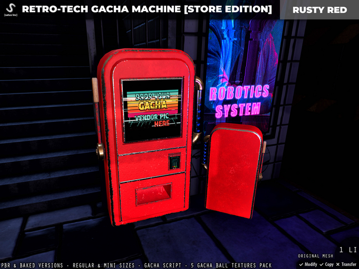[satus Inc] Retro-Tech Gacha Machine [Rusty Red] [Store Edition]