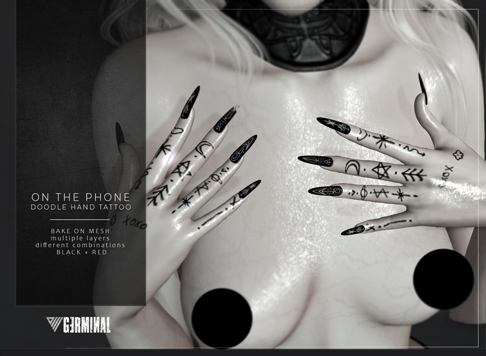 GERMINAL - ON THE PHONE hand tattoo