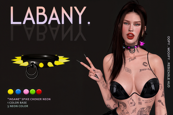 Labany. "Isane" spike choker - Neon colors