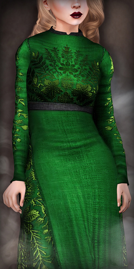 TheMuses - Embroidered Gown - Emerald