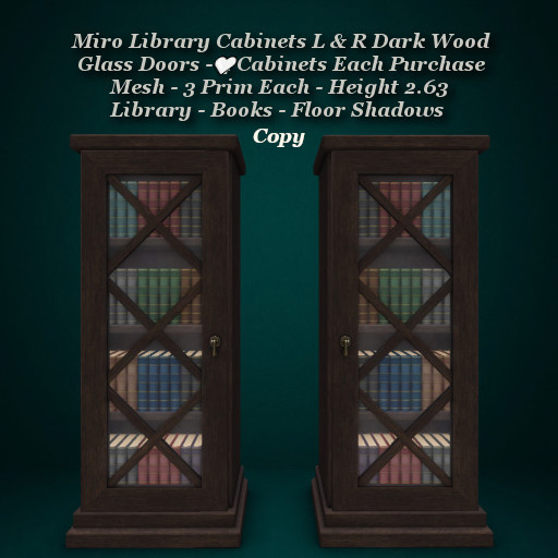 Miro Library Cabinet w Glass Door L & R Dark